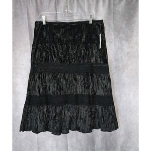 Rampage VTG Black Velvet/Lace Tiered Skirt Y2k Whismy Goth Victorian Size L